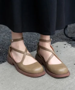 Vintage Ankle Cross Strap Round Toe Mary Jane Mary Jane Shoes