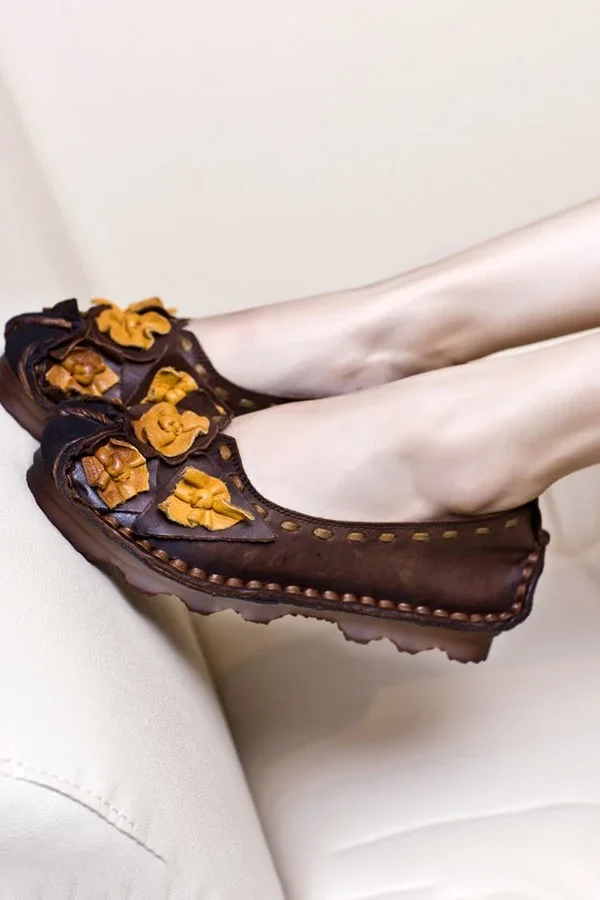 Alternative view of Handmade Flowers Comfortable Retro Flat Shoes Flat Shoes