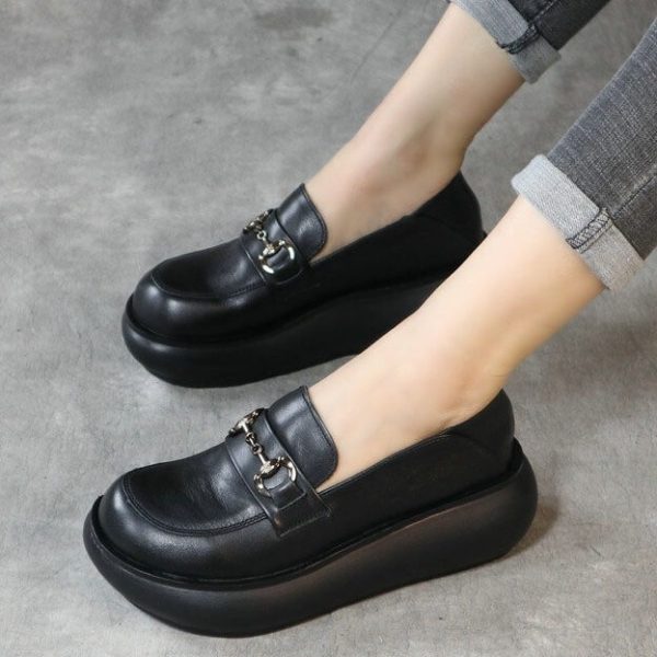 Alternative view of Rounded Head Comfortable Sole Platform Loafers Loafers