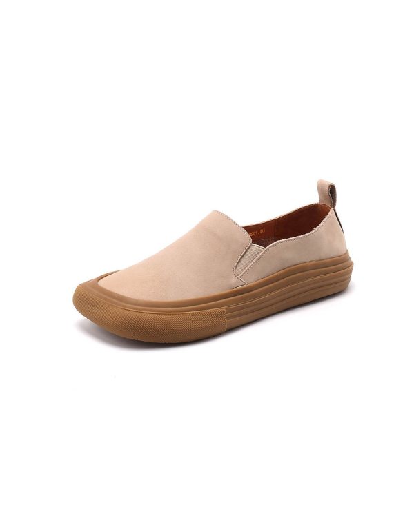 Square Toe Comfortable Leather Flat Shoes Flat Shoes