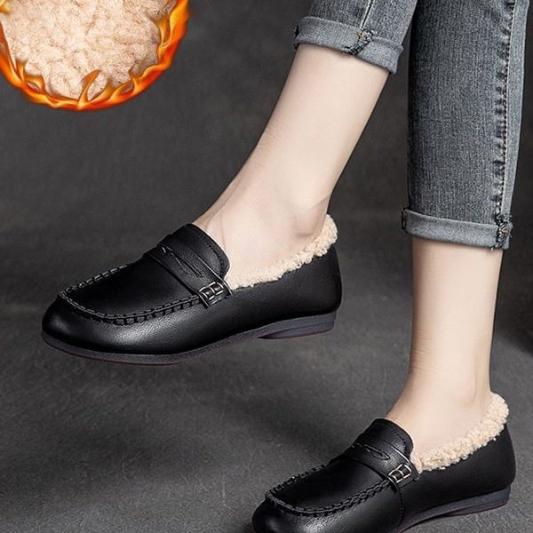 Alternative view of Winter Cotton Velvet Retro Loafers Loafers