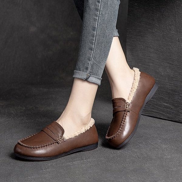 Winter Cotton Velvet Retro Loafers Loafers