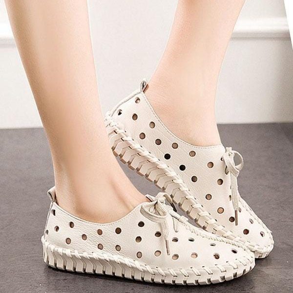 Alternative view of Breathable Flat Leather Casual Sneakers Flat Shoes
