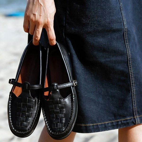 Alternative view of Leather Woven Buckle Mary Jane Shoes Mary Jane Shoes