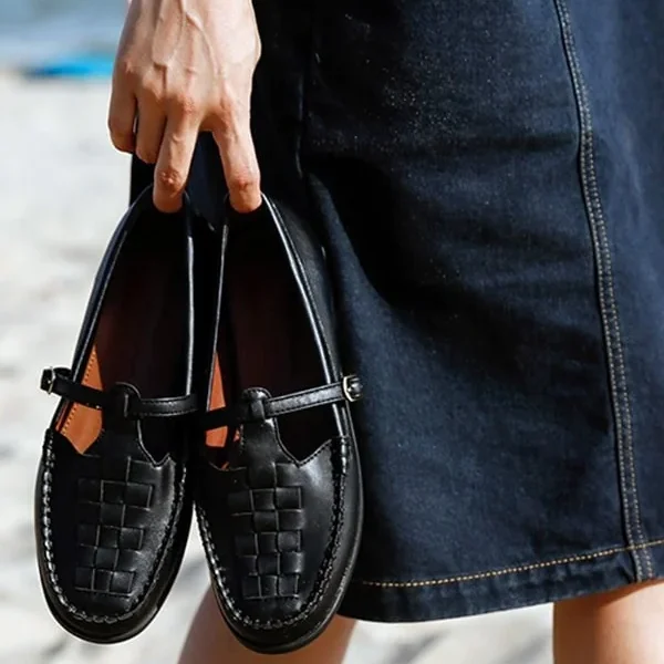 Alternative view of Leather Woven Buckle Mary Jane Shoes Mary Jane Shoes