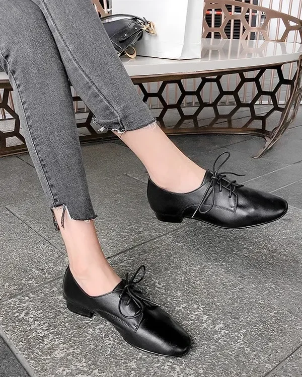 Spring Soft Leather British Style Flats Flat Shoes