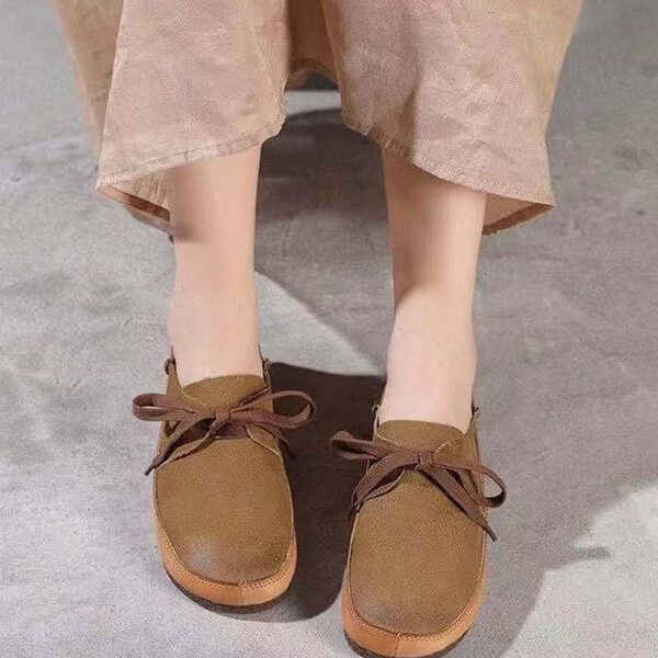Alternative view of Autumn Comfortable Handmade Retro Leather Flats Flat Shoes