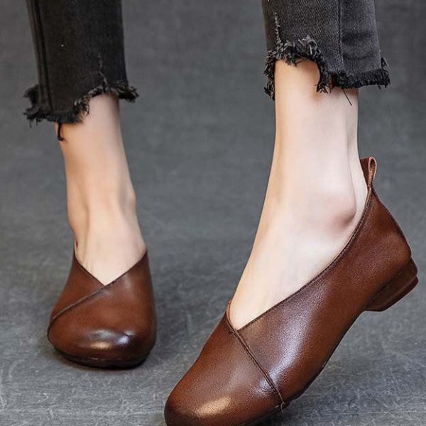 Comfortable Light Weight Leater Retro Flat Shoes Flat Shoes
