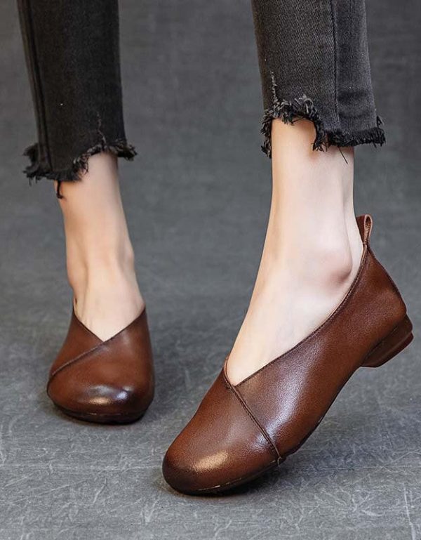 Comfortable Light Weight Leater Retro Flat Shoes Flat Shoes