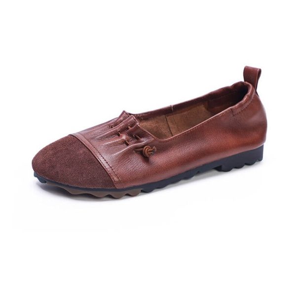 Handmade Soft Leather Paneled Mules Retro Flats Flat Shoes