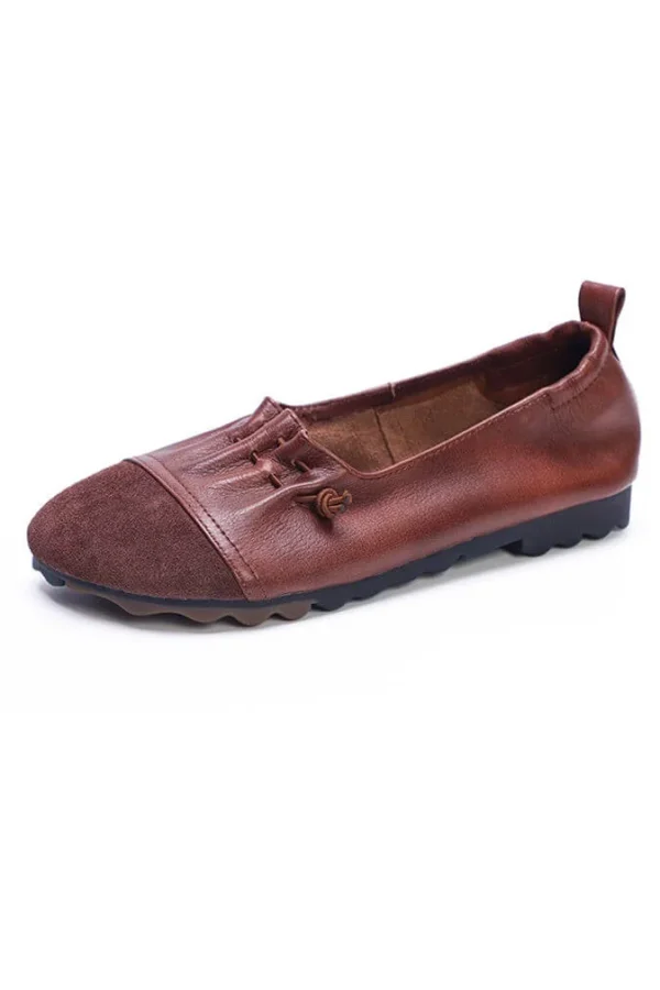 Handmade Soft Leather Paneled Mules Retro Flats Flat Shoes