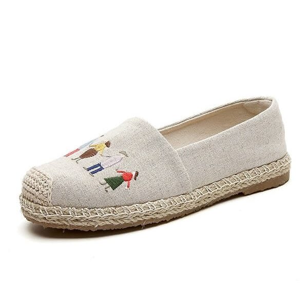 Handmade Embroidery Linen Shoes Flat Shoes