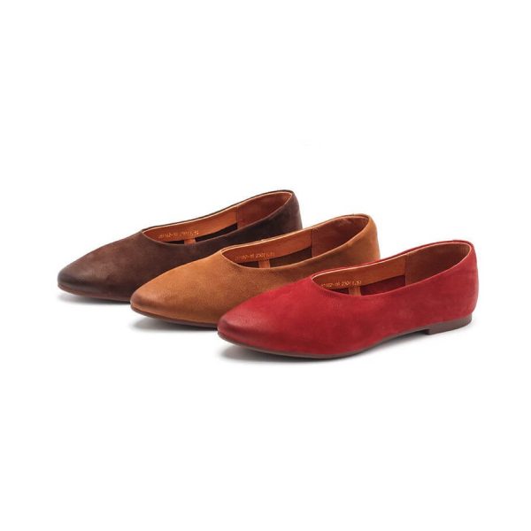 Alternative view of Nubuck Leather Soft Sole Pointed Toe Retro Flat Flat Shoes