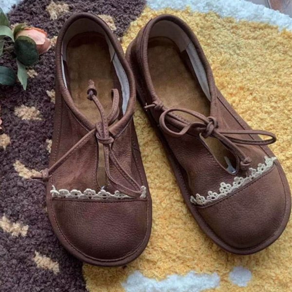 Alternative view of Wide Toe Box Handmade Leather Retro Flat Shoes Flat Shoes