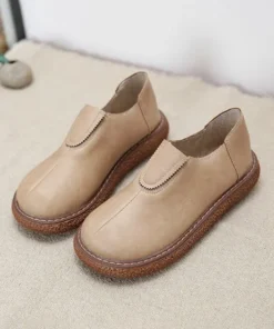 Round Head Comfortable Platform Retro Shoes Flat Shoes