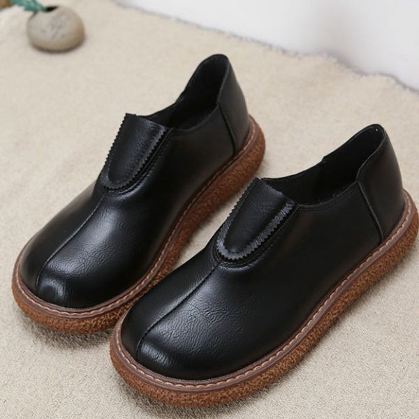 Alternative view of Round Head Comfortable Platform Retro Shoes Flat Shoes