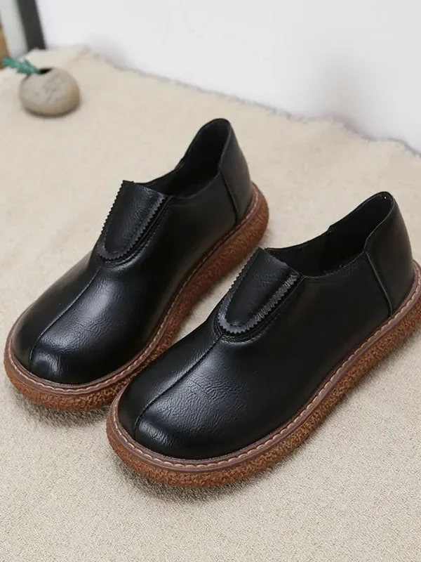 Alternative view of Round Head Comfortable Platform Retro Shoes Flat Shoes