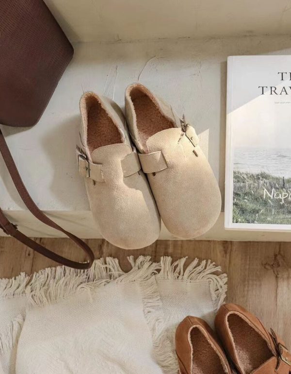 Round Head Suede Birkenstock Shoes Flat Shoes