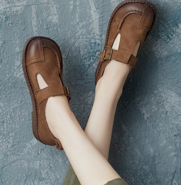 Soft Leather Handmade Retro Flat Shoes Flat Shoes