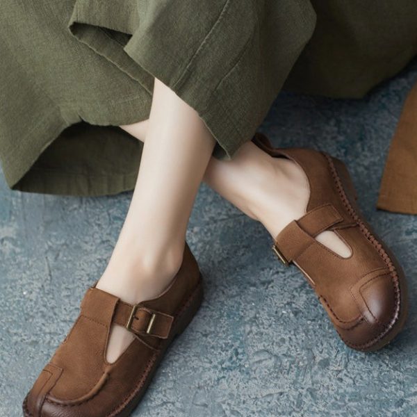 Alternative view of Soft Leather Handmade Retro Flat Shoes Flat Shoes