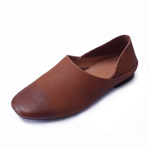 Alternative view of Pointed Toe Soft Leather Retro Flats Flat Shoes