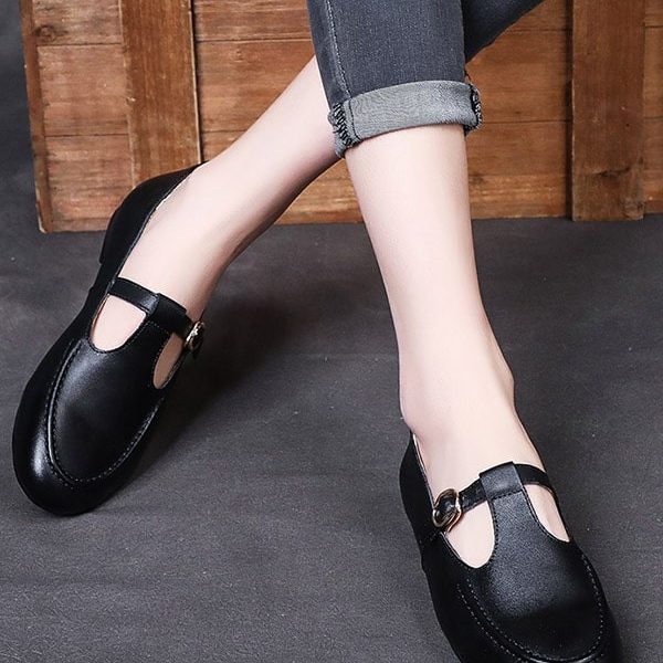 Alternative view of Womens New Leather Soft British Style Work Shoes Flat Shoes