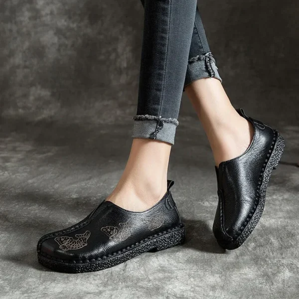 Alternative view of Cow Tendon Handmade Retro Leather Flat Shoes Flat Shoes