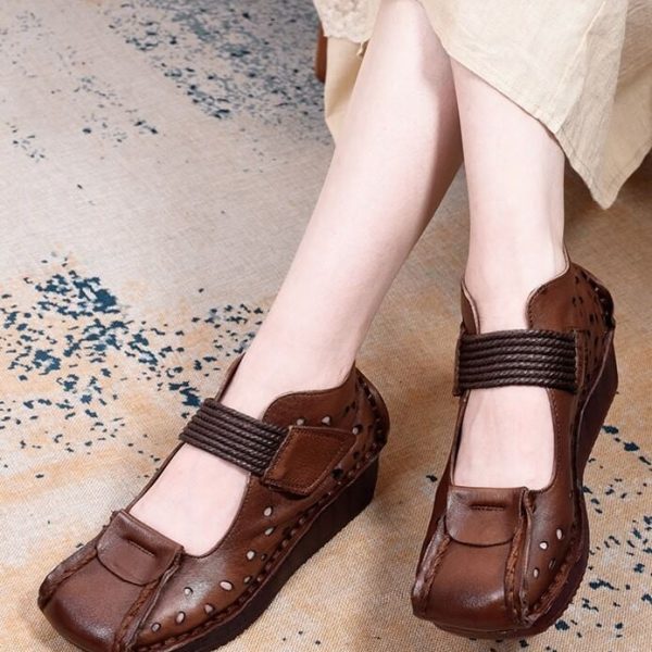Cow Tendon Retro Leather Handmade Shoes Flat Shoes