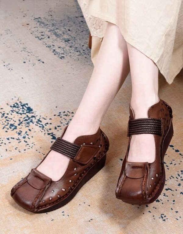 Cow Tendon Retro Leather Handmade Shoes Flat Shoes