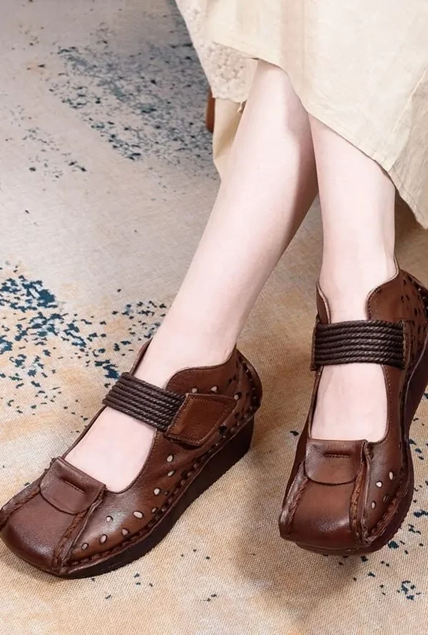 Cow Tendon Retro Leather Handmade Shoes Flat Shoes