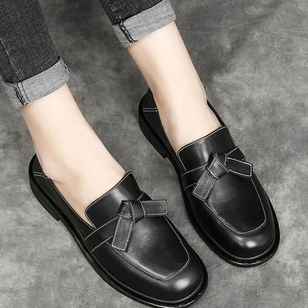 Genuine Leather Bowknot Spring Flat Shoes Flat Shoes
