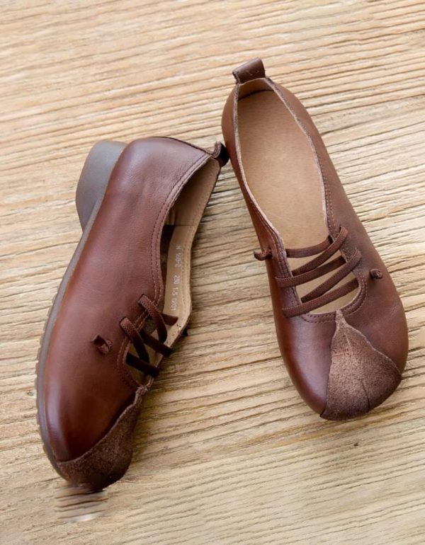 Handmade Comfortable Spring Leather Flats Flat Shoes