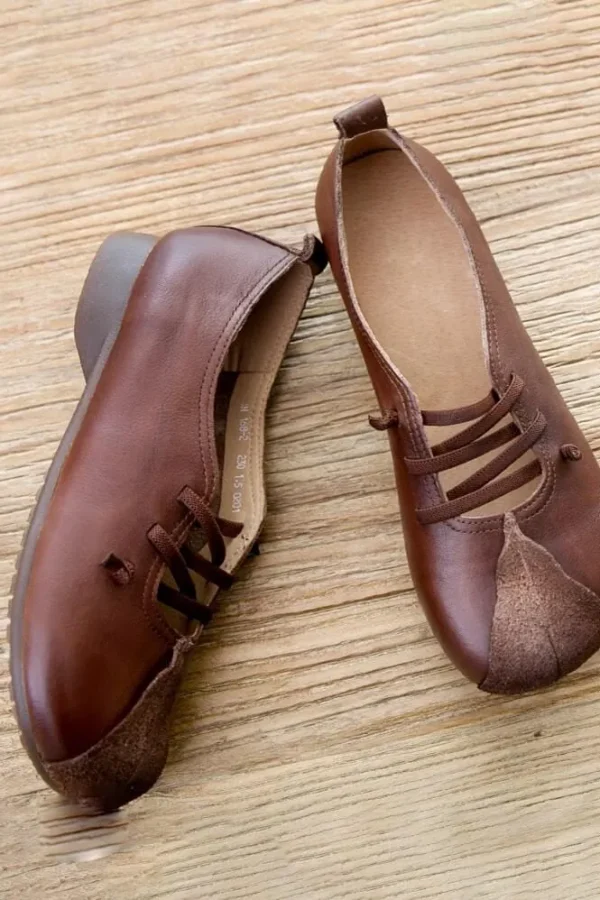 Handmade Comfortable Spring Leather Flats Flat Shoes