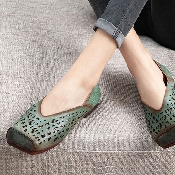 Alternative view of Handmade Leather Comfort Brown Flats Flat Shoes