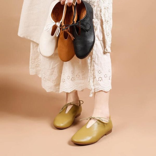 Alternative view of Handmade Leather Pointed Toe Retro Flat Shoes Flat Shoes