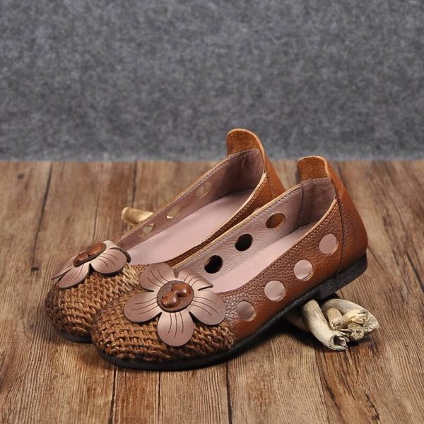 Alternative view of Handmade Retro Woven Flower Flats Flat Shoes