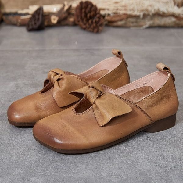 Alternative view of Handmade Square Head Bowknot Flats Flat Shoes