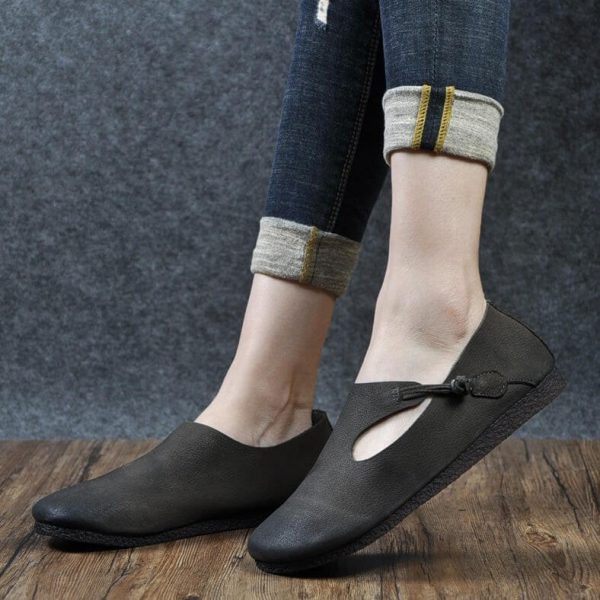 Alternative view of Women Retro Handmade Buckle Soft Flats Flat Shoes