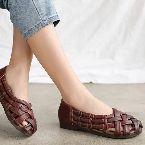 Alternative view of Retro Leather Sandals Flat Shoes
