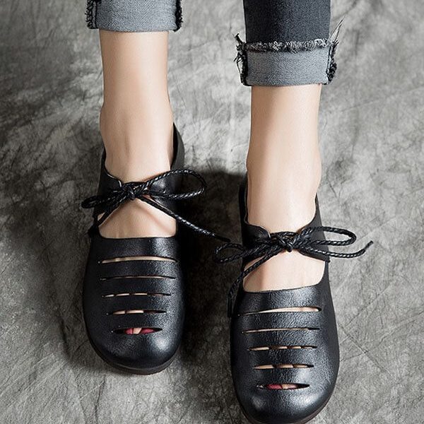 Alternative view of Lace Up Retro Handmade Flats Flat Shoes