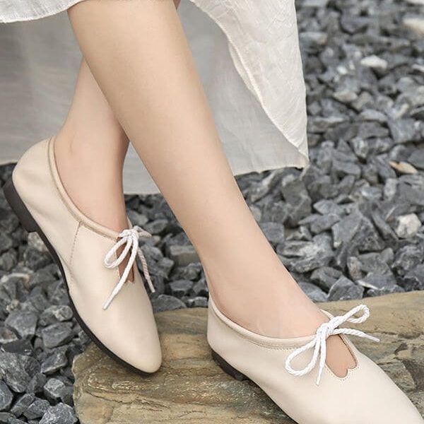 Leather Flats Pointed Flat Shoes