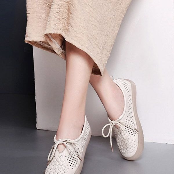 Alternative view of Comfortable Hollow Casual White Sneakers Flat Shoes