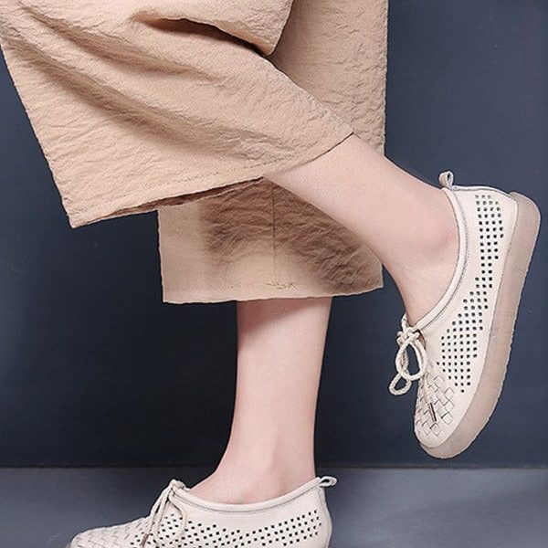 Comfortable Hollow Casual White Sneakers Flat Shoes