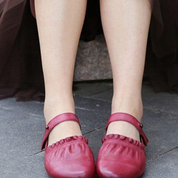 Alternative view of Pointed Retro Leather Handmade Flats Flat Shoes