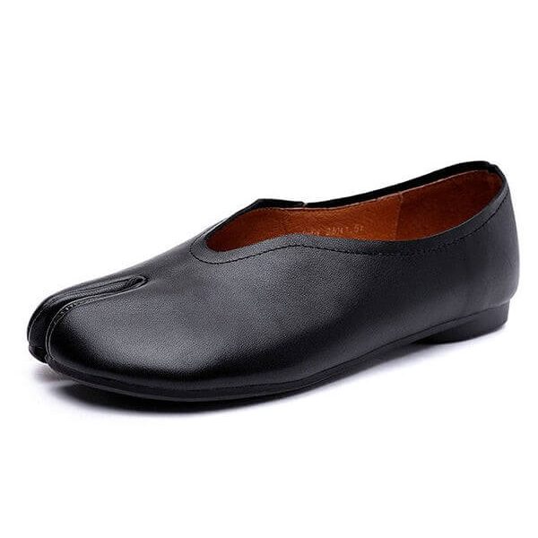 Retro Fashion Split Toe Leather Flats Flat Shoes