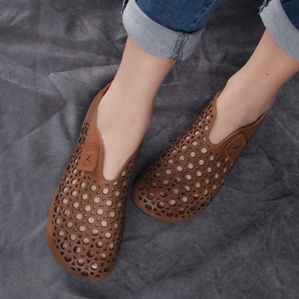 Alternative view of Retro Handmade Leather Comfortable Flats Flat Shoes