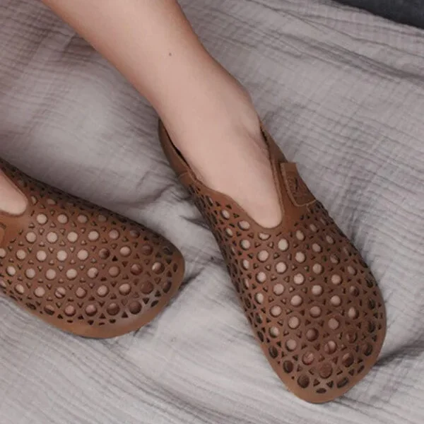 Retro Handmade Leather Comfortable Flats Flat Shoes