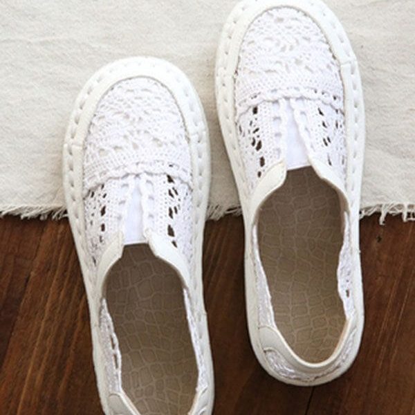 Alternative view of Retro Leather Soft Sole Comfortable Lace Flats Flat Shoes