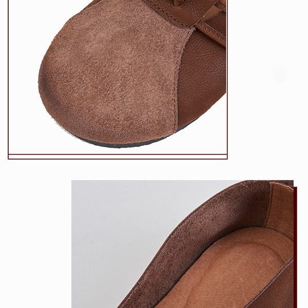 Alternative view of Round Head Leather Retro Flats Flat Shoes