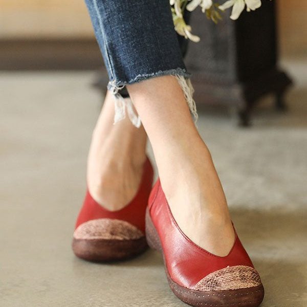 Sheepskin Retro Leather Closed Toe Flat Shoes Flat Shoes